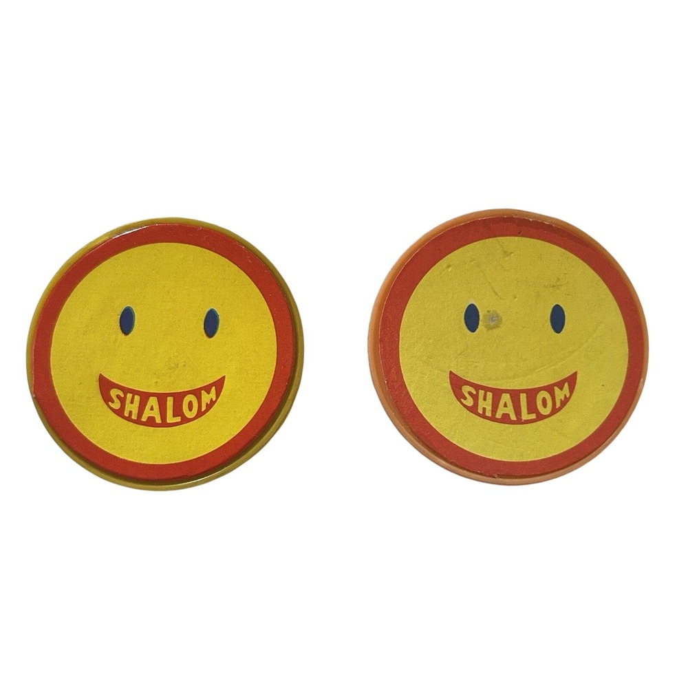 2 Vintage‎ Shalom Jewish Smiley Face Magnets